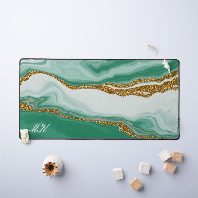Agate Green et Gold Marble Swirl (Tableau pour enfants)