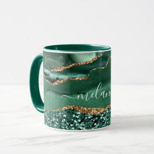 Agate Green Gold Parties scintillant Marble Mug Ca