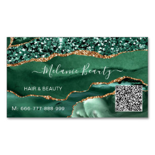 Agate Green Gold QR Code Carte de visite