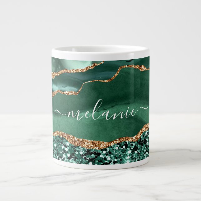 Agate Green Parties scintillant en or Marble Mug N (Devant)