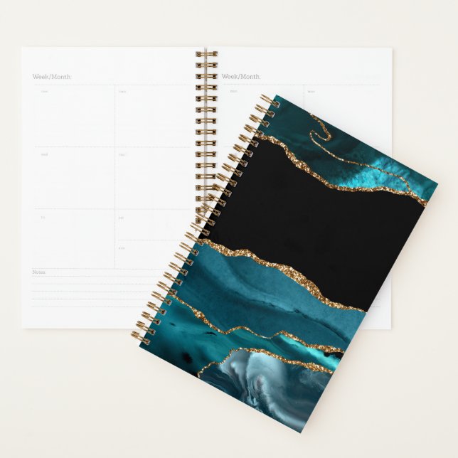 Agate Marble Glamour Noir Paillettes Dorées (Devant avec enveloppe)