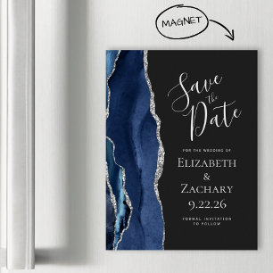 Agate Marine Bleu Argent foncé Magnétique Enregist
