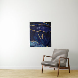 Agate Marine Bleu Marbre Tapisserie Nom personnali
