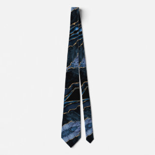Agate Marine Blue Gold Parties scintillant Cravate