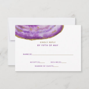 Agate mauve doré Invitations de mariage rsvp