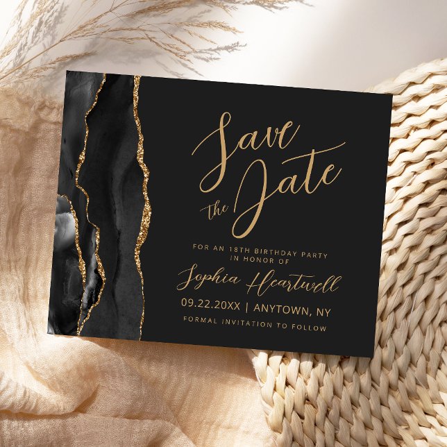 Agate Or Noir pour les 18 Ans Save the Date (Créateur téléchargé)