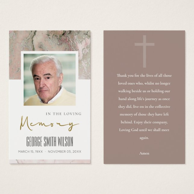 AGATE PEACH SYMPATHIE MEMORIAL PRIÈRE CARTE PHOTO (Devant & derrière)