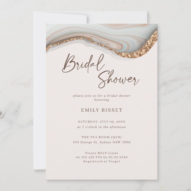 Agate Pierre Marbre Bridal Douche Invitation (Devant)