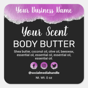 Agate Purple Black Silver Glitter Étiquettes de pr