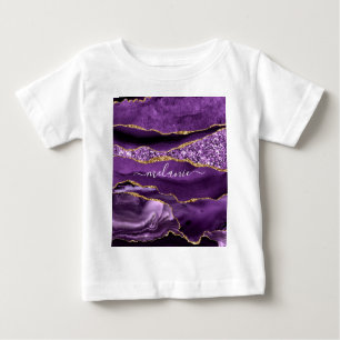 Agate Purple Gold Nom personnalisé Baby T-shirt