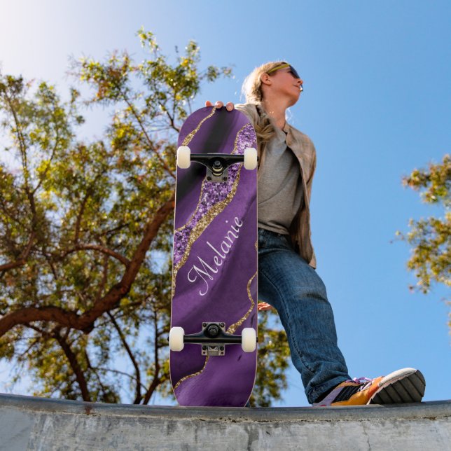 Agate Purple Gold Nom personnalisé Skateboard Cade (Extérieur 1)