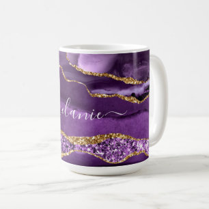 Agate Purple Gold Parties scintillant café Mug Nom
