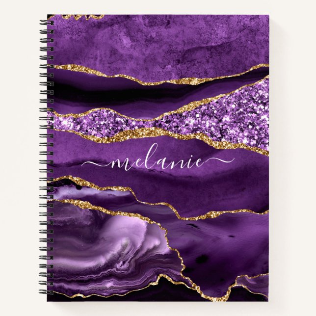 Agate Purple Gold Parties scintillant Carnet et no (Devant)