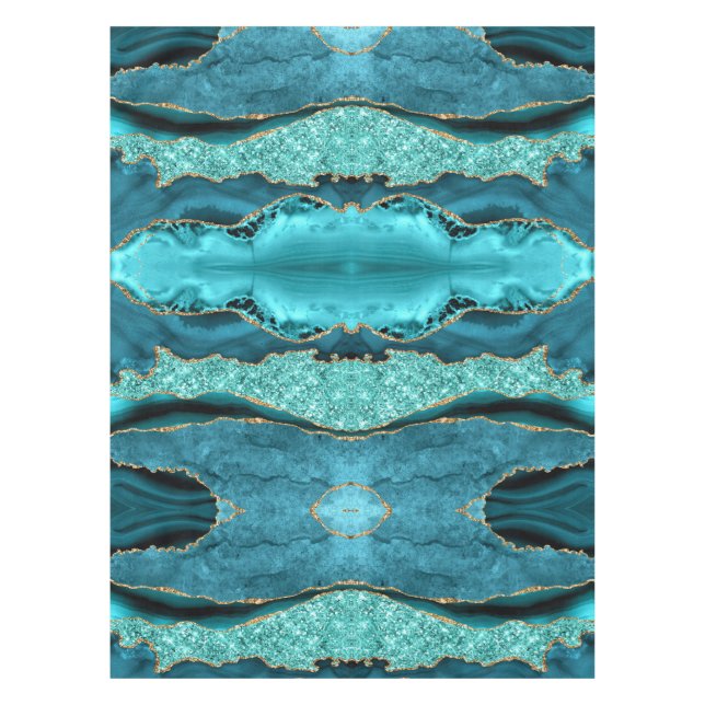 Agate Turquoise Blue Gold Aqua Turquoise Nappe (Devant)