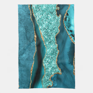 Agate Turquoise Blue Gold Aqua Turquoise Serviette