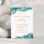 Agate Turquoise Sweet 16 Turquoise Gold Invitation<br><div class="desc">Agate Geode Turquoise Turquoise Blue and Gold Foil Invitations de fête d'anniversaire - comprend un script moderne magnifique et élégant pour le Sweet sixteen spécial (16e) fête d'anniversaire.</div>