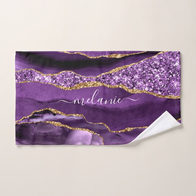 Agate Violet Parties scintillant Or Géode Votre No (Serviette à main)
