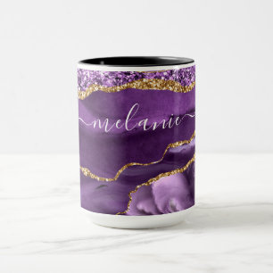 Agate Violet violet or Parties scintillant Nom Mug