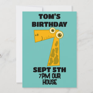 ÂGE 7 GIRAFFE 7E ANNIVERSAIRE INVITATIONS DU PARTI