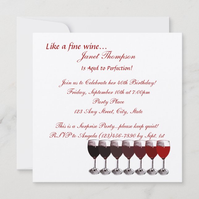 Âgé à la perfection/ Invitation d'anniversaire (Devant)