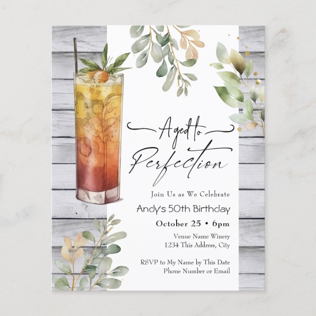 Âgé à Perfection Floral 50e anniversaire Invitatio (Devant)