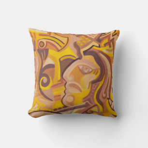 Age d'or Abstrait Art Face Coussin