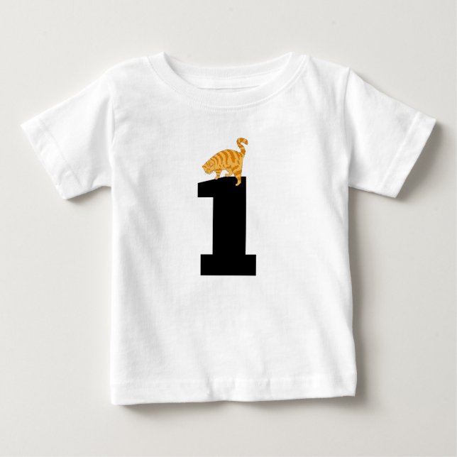 Âge d'un (1) anniversaire Ginger Cat T-Shirts (Devant)