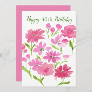 Âge personnalisé Rose Floral Aquarelle Fleurs Anni