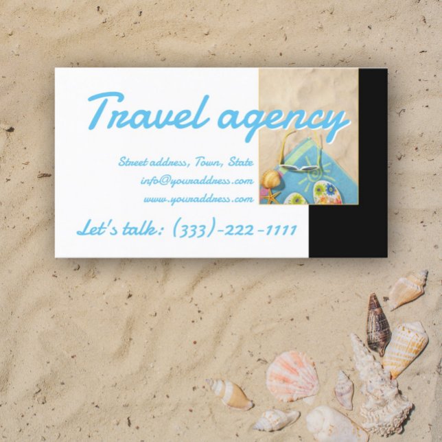 Agence de Voyage Beach Time Carte de visite noir b (Perfect for business)