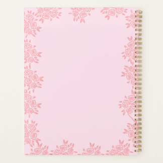 Agenda à spirale rigide floral rose élégant 2027