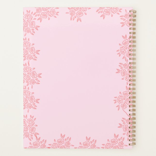 Agenda à spirale rigide floral rose élégant 2027 (Dos)