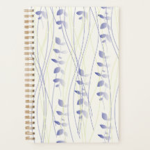 Agenda con diseño de hojas difuminadas.