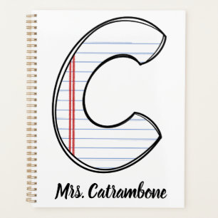 Agenda de professeur avec initiale de papier de ca
