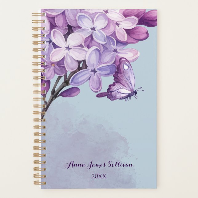 Agenda Élégant Aquarelle Violette de Rendez-vous (Devant)