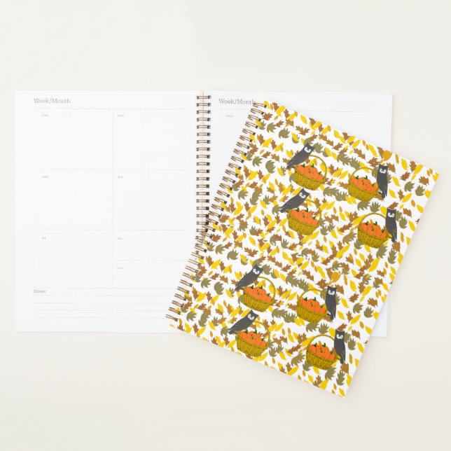 Agenda et Planificateur Hibou d'Automne  (Devant avec enveloppe)