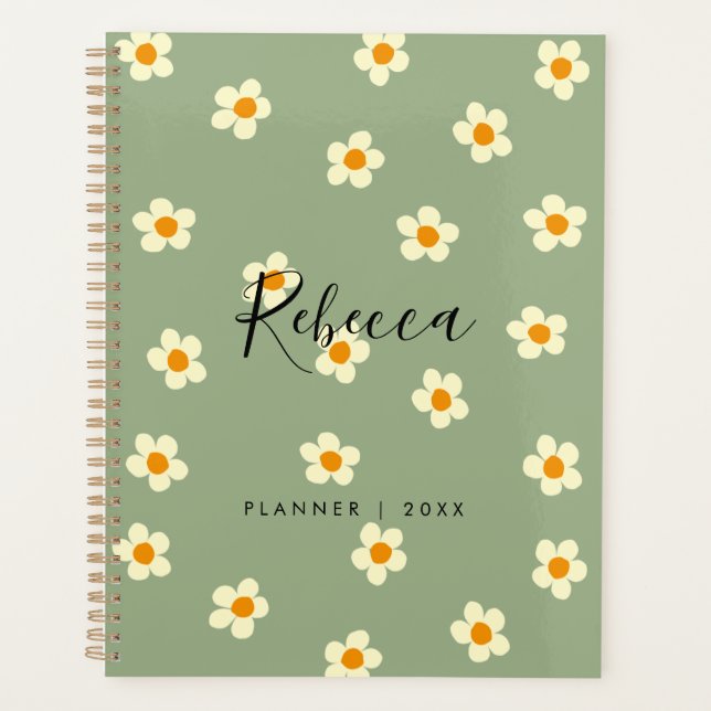 Agenda Fleurs de Marguerites Vertes Moderne Person (Devant)