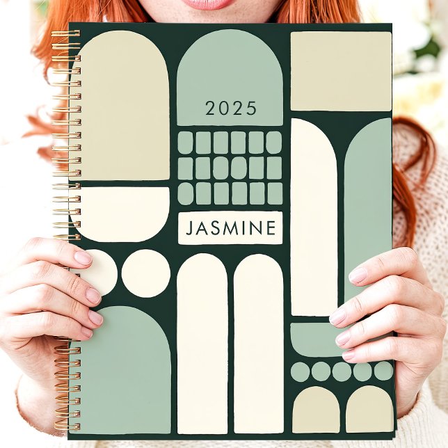 Agenda Géométrique Abstrait Vert 2025 Nom Personna (Créateur téléchargé)