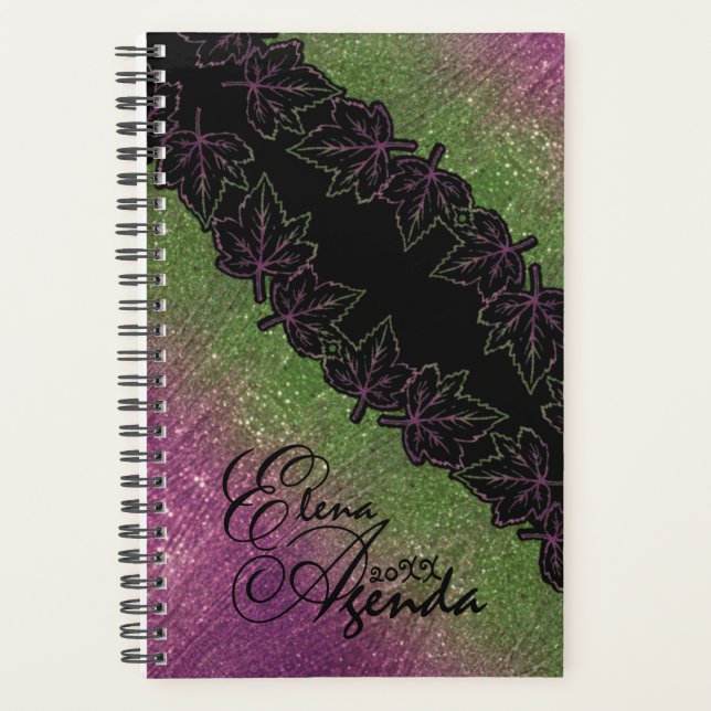 Agenda lujosa personalizada con hojas (Devant)