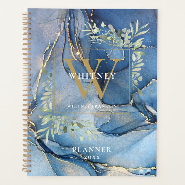 Agenda monogramme de verdure d'agate bleue 2023 (Devant)