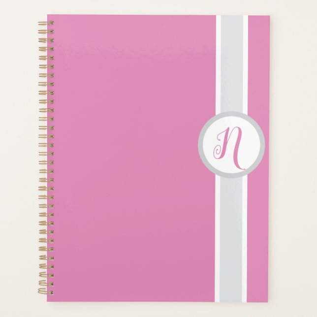 Agenda Monogramme Rose Élégant (Devant)
