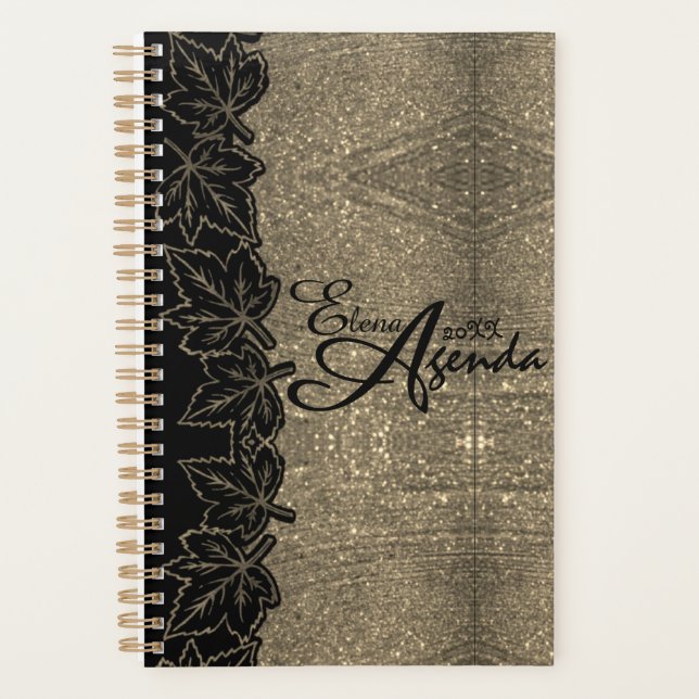 Agenda personalizada con hojas de purpurina (Devant)
