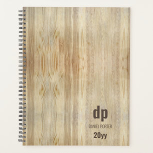 Agenda personnalisé à grain de bois rustique