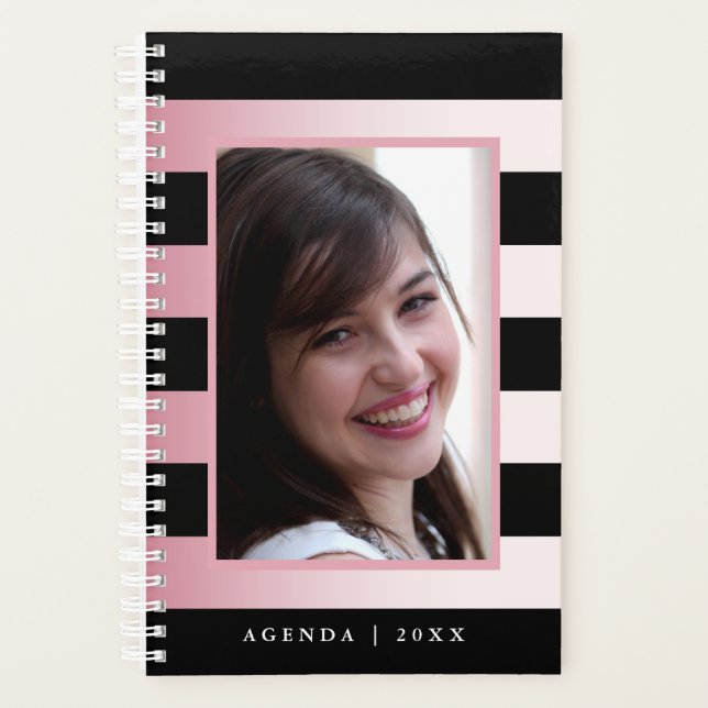 Agenda photo Ombre rose et rayures noires (Devant)