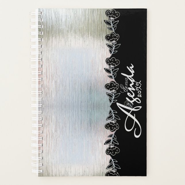 Agenda plateada personalizada con flores (Devant)
