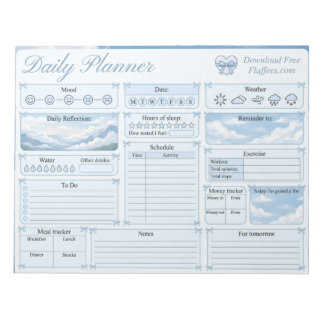 Agenda quotidien bloc-notes Ciel Bleu Mignon Coque