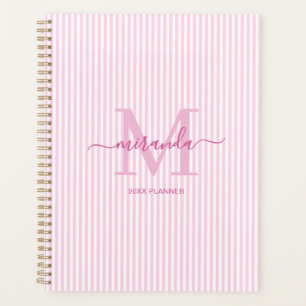 Agenda Quotidien Élégant Monogramme Rose