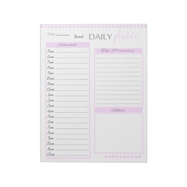 Agenda Quotidien Rose Mignon Bloc-Notes Personnali (Tourné)