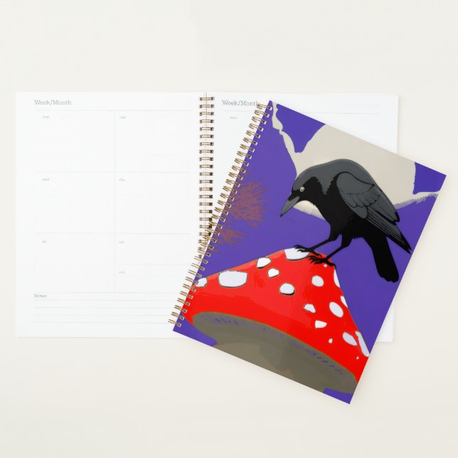🖤 Agenda Semainier Corbeau Mystique (Devant avec enveloppe)