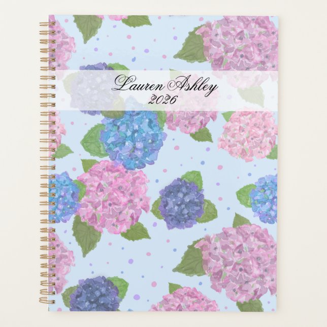 Agenda Spirale Hydrangea Aquarelle (Devant)