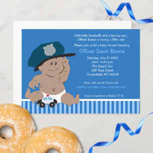 Agent de police Baby Cop Douche Invitation Med Pea
